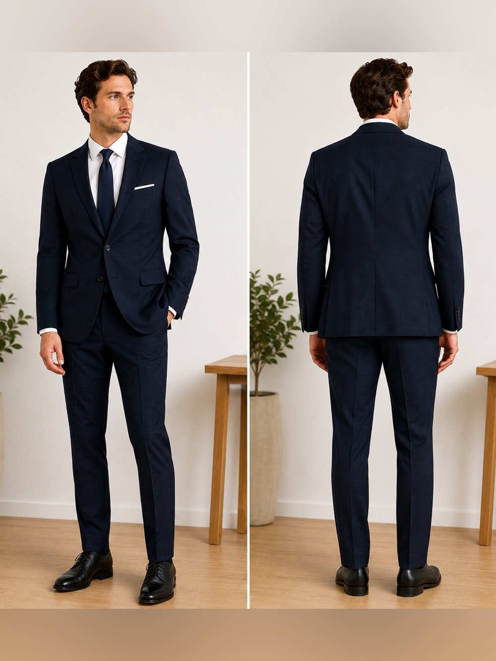 Excellent condition Tommy Hilfiger men’s two-piece suit featuring a subtle navy